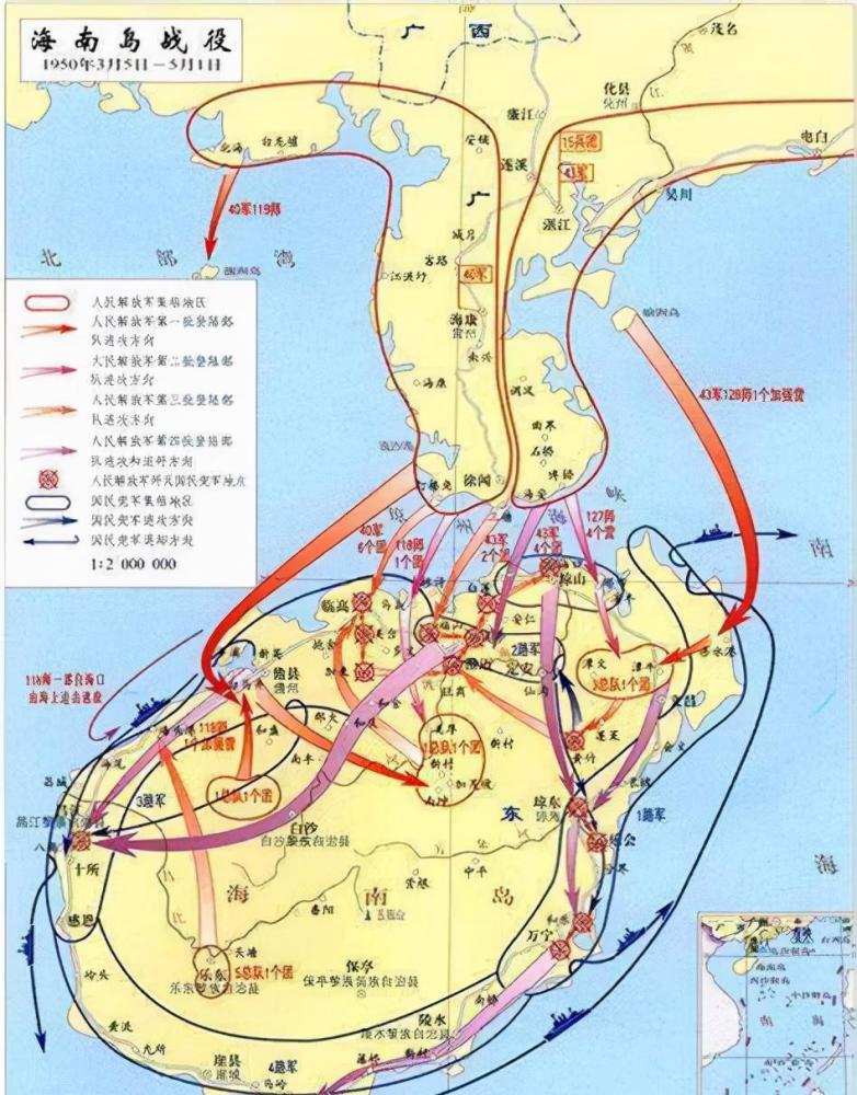 海南岛战役经过图及其历史背景与意义，海南岛战役，经过图、历史背景与深远意义
