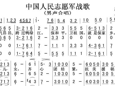 志愿军战歌二重唱简谱图片，音乐与历史的交响，音乐与历史的交响，志愿军战歌二重唱简谱图片展示
