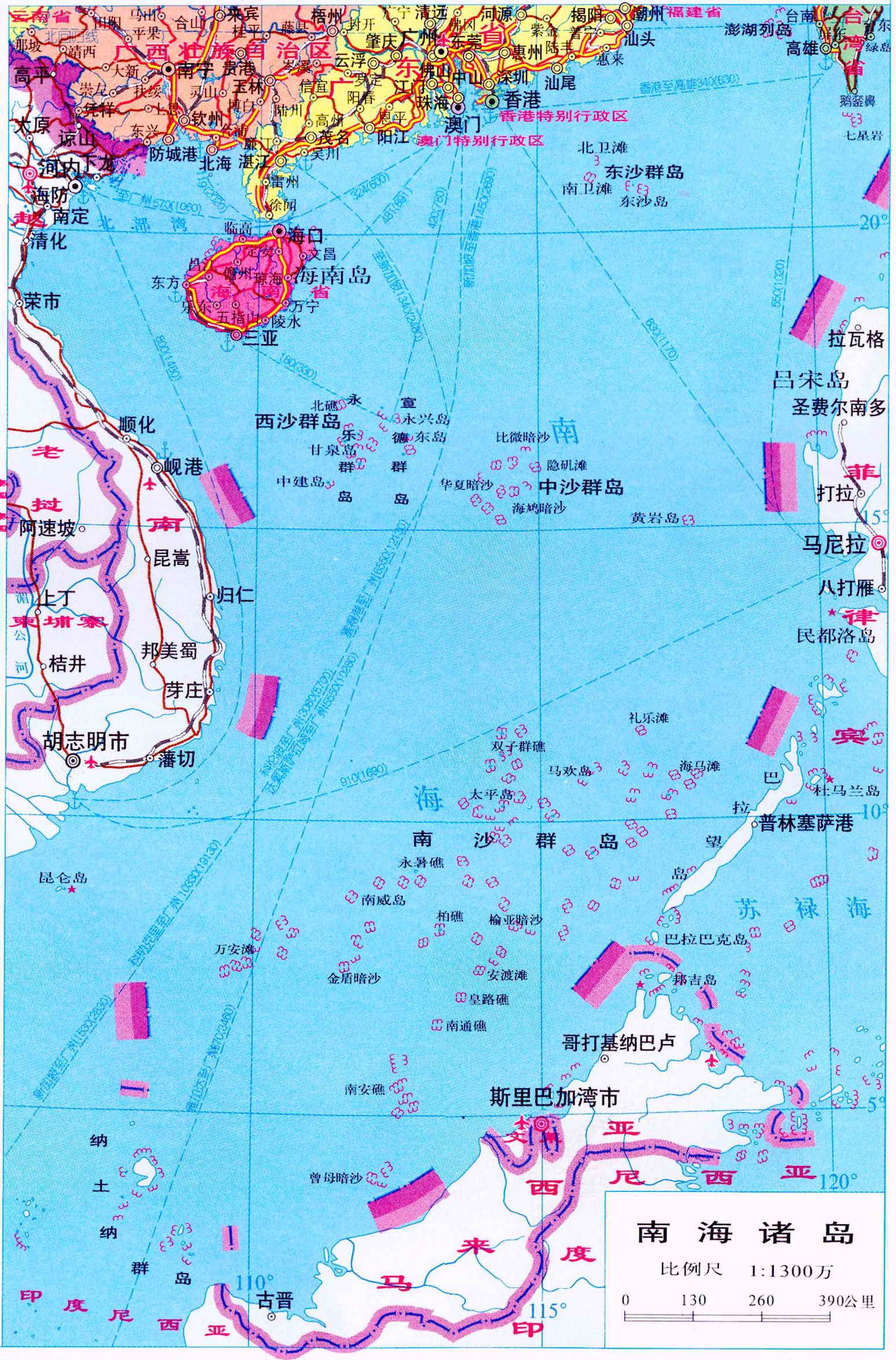 南海位置图，揭示中国南海的地理概况及其重要性，南海地理概况与重要性揭秘，中国南海位置图解析