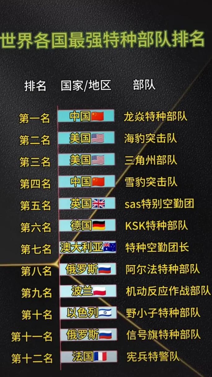 全球十大顶级特种部队，精英中的精英，全球十大顶级特种部队，精英中的精英力量解析