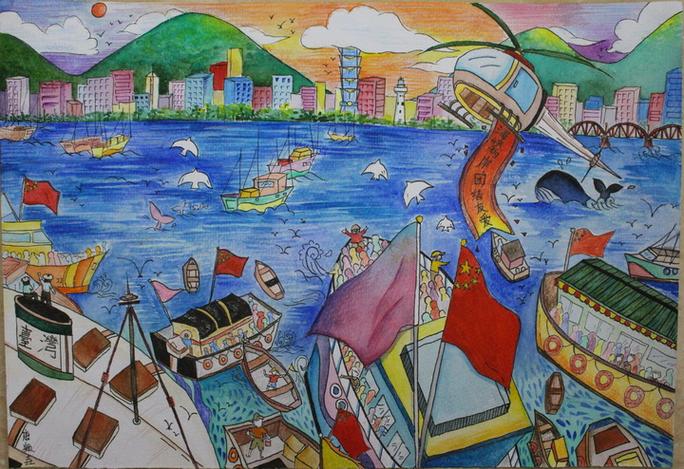 海峡两岸主题绘画,连结两岸情感的纽带,海峡两岸主题绘画,连结两岸情感的纽带桥梁